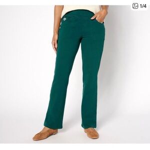 Quacker Factory Women's Pants Sz M DreamJeannes Flat Waistband Evergreen A625713